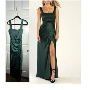 Elegant Green Satin Evening Dress